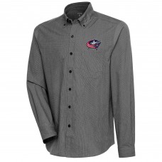Columbus Blue Jackets Antigua Compression Tri-Blend Button-Down Shirt - Black