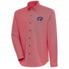 Columbus Blue Jackets Antigua Compression Tri-Blend Button-Down Shirt - Red
