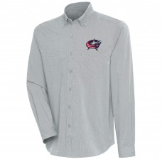 Columbus Blue Jackets Antigua Compression Tri-Blend Button-Down Shirt - Heather Gray