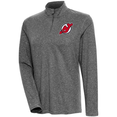 Женская пуловер New Jersey Devils Antigua Heather Black Confront Top