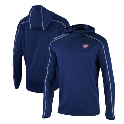 Футболка с длинным рукавом с капюшоном Columbus Blue Jackets Columbia Omni-Wick Shotgun- Navy