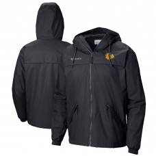 Chicago Blackhawks Columbia Black Oroville Creek Lightweight Full-Zip Windbreaker Jacket