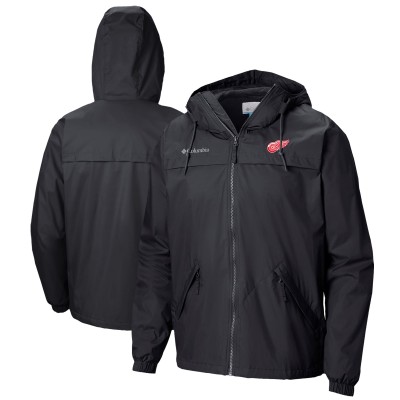Detroit Red Wings Columbia Black Oroville Creek Lightweight Full-Zip Windbreaker Jacket