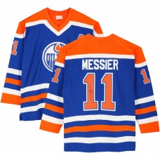 Игровая джерси Mark Messier Edmonton Oilers Autographed Fanatics Authentic Blue Mitchell & Ness Replica
