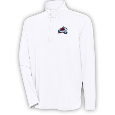 Colorado Avalanche Antigua White Hunk Quarter-Zip Pullover Top