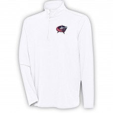 Columbus Blue Jackets Antigua White Hunk Quarter-Zip Pullover Top