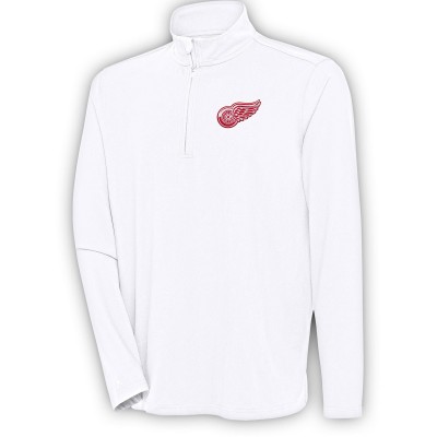 Detroit Red Wings Antigua White Hunk Quarter-Zip Pullover Top