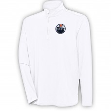 Edmonton Oilers Antigua White Hunk Quarter-Zip Pullover Top