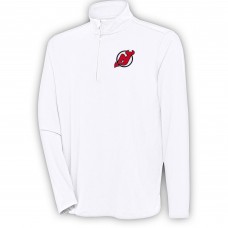 New Jersey Devils Antigua White Hunk Quarter-Zip Pullover Top
