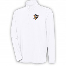 Pittsburgh Penguins Antigua Hunk Quarter-Zip Pullover Top - White