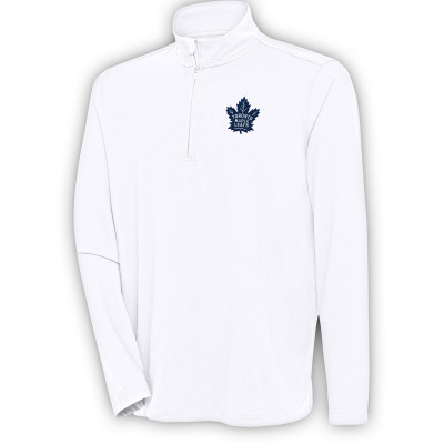 Toronto Maple Leafs Antigua White Hunk Quarter-Zip Pullover Top