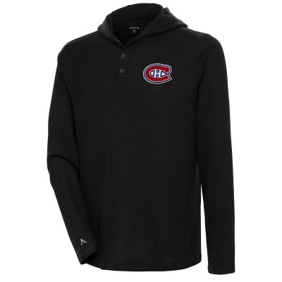 Футболка с длинным рукавом с капюшоном Montreal Canadiens Antigua Strong Hold - Black