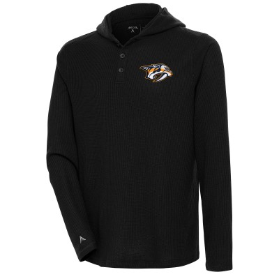 Футболка с длинным рукавом с капюшоном Nashville Predators Antigua Strong Hold - Black