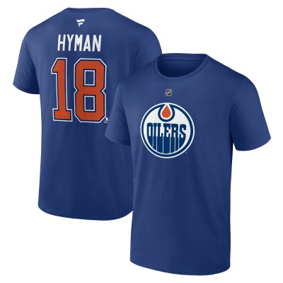 Футболка Zach Hyman Edmonton Oilers Fanatics Authentic Stack Name & Number - Blue