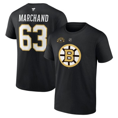 Футболка Brad Marchand Boston Bruins Authentic Stack Name & Number - Black