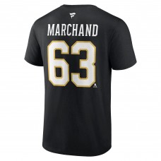 Футболка Brad Marchand Boston Bruins Authentic Stack Name & Number - Black