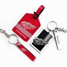 Detroit Red Wings Leather Three-Piece Gift Pack with Personalized Keychain