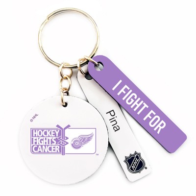 Брелок Detroit Red Wings Hockey Fights Cancer Personalized Leather Round