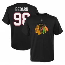 Футболка Connor Bedard Chicago Blackhawks Youth Player Name & Number - Black