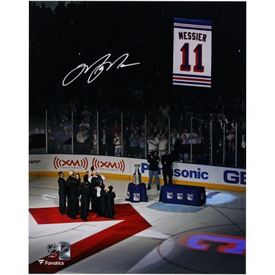 Mark Messier New York Rangers Autographed Fanatics Authentic 16 x 20 Banner Raising Photograph