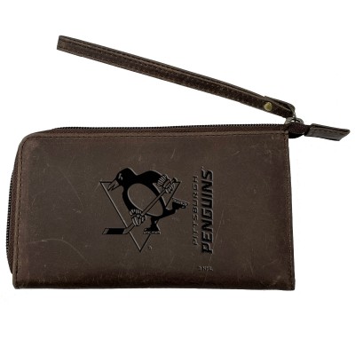Pittsburgh Penguins Brown Cell Phone Wristlet Wallet