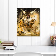 Marc-Andre Fleury Vegas Golden Knights Stretched 16 x 20 Embellished Canvas Giclee Print - Art by Jordan Spector