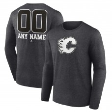 Именная футболка с длинным рукавом Calgary Flames Monochrome - Charcoal