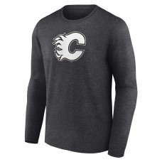 Именная футболка с длинным рукавом Calgary Flames Monochrome - Charcoal