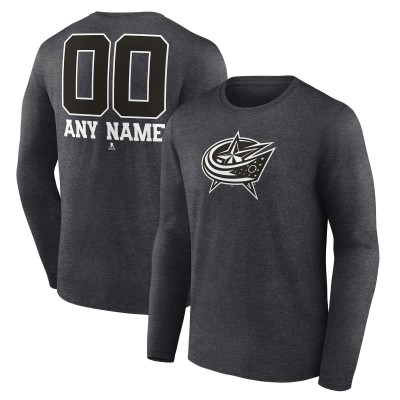 Именная футболка с длинным рукавом Columbus Blue Jackets Monochrome - Charcoal