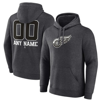 Толстовка Detroit Red Wings Monochrome Personalized Name & Number - Charcoal