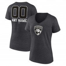 Футболка Florida Panthers Womens Monochrome Personalized Name & Number V-Neck - Charcoal