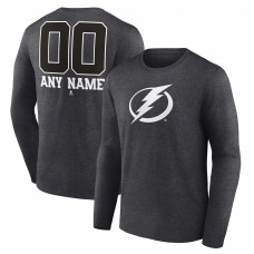 Футболка Tampa Bay Lightning Monochrome Personalized Name & Number Long Sleeve - Charcoal