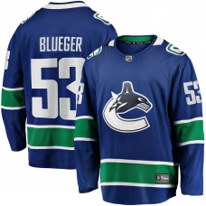 Джерси Vancouver Canucks Teddy Blueger Fanatics Blue Home Breakaway
