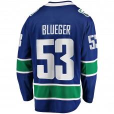 Джерси Vancouver Canucks Teddy Blueger Fanatics Blue Home Breakaway