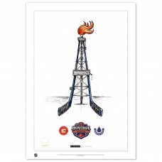 Edmonton Oilers vs. Calgary Flames 2023 NHL Heritage Classic 24 x 36 Sketch Limited Edition Art Print