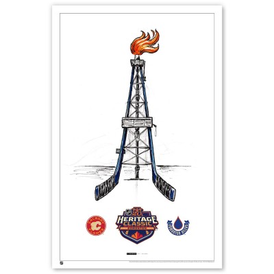 Edmonton Oilers vs. Calgary Flames 2023 NHL Heritage Classic 11 x 17 Sketch Limited Edition Poster Print