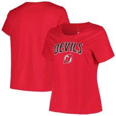 Женская футболка New Jersey Devils Profile Red Plus Size Arch Over Logo Женская футболка New Jersey Devils Profile Red Plus Size Arch Over Logo