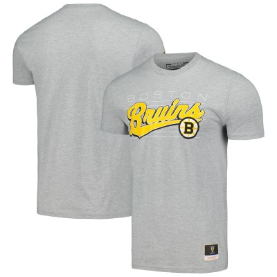 Футболка Boston Bruins Mitchell & Ness 100th Anniversary Script Sweep - Heather Gray