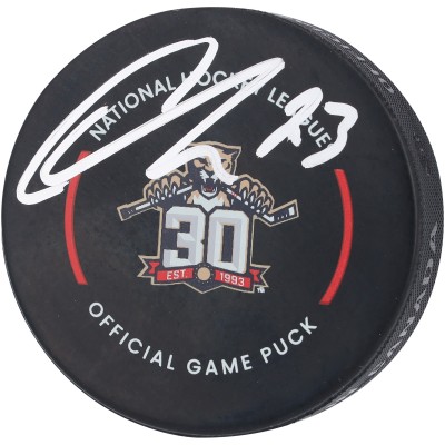 Шайба Carter Verhaeghe Florida Panthers Autographed Fanatics Authentic 2023-24 30th Anniversary Official Game