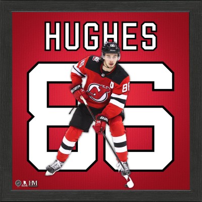 New Jersey Devils Jack Hughes Highland Mint 13 x 13 Impact Jersey Framed Photo