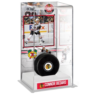 Connor Bedard Chicago Blackhawks Fanatics Authentic NHL Debut Deluxe Tall Hockey Display Case