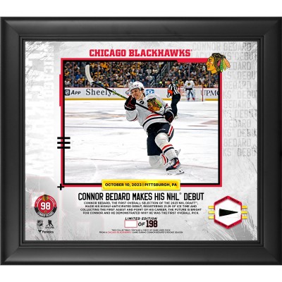 Connor Bedard Chicago Blackhawks Fanatics Authentic Framed NHL Debut 15 x 17 Player Collage with a Piece of Game-Used Puck - Limited Edition of 198