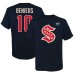 Футболка Matty Beniers Seattle Kraken Youth 2024 NHL Winter Classic Name & Number - Deep Sea Blue