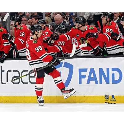 Connor Bedard Chicago Blackhawks Unsigned Fanatics Authentic First NHL Goal Celebration Photograph