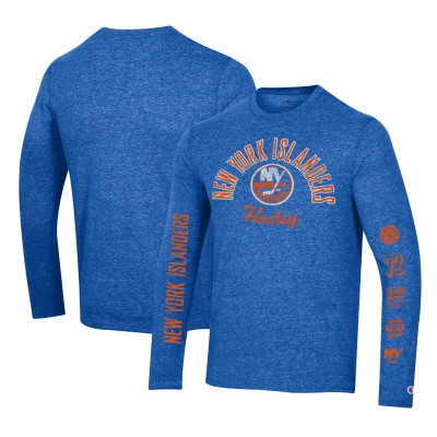 Футболка с длинным рукавом New York Islanders Champion Multi-Logo Tri-Blend - Heather Royal