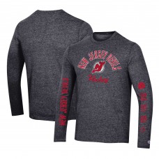 Футболка с длинным рукавом New Jersey Devils Champion Multi-Logo Tri-Blend - Heather Black