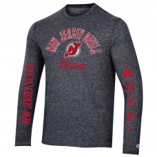 Футболка с длинным рукавом New Jersey Devils Champion Multi-Logo Tri-Blend - Heather Black
