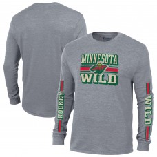 Футболка с длинным рукавом Minnesota Wild Champion Tri-Blend Dual-Stripe - Heather Gray