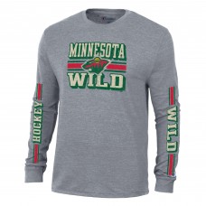 Футболка с длинным рукавом Minnesota Wild Champion Tri-Blend Dual-Stripe - Heather Gray
