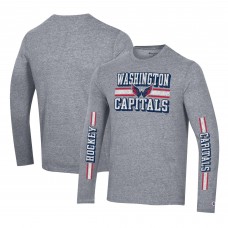 Футболка с длинным рукавом Washington Capitals Champion Tri-Blend Dual-Stripe - Heather Gray